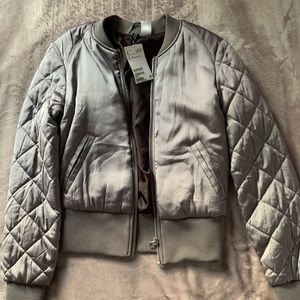 Quilted Gray Bomber Jacket